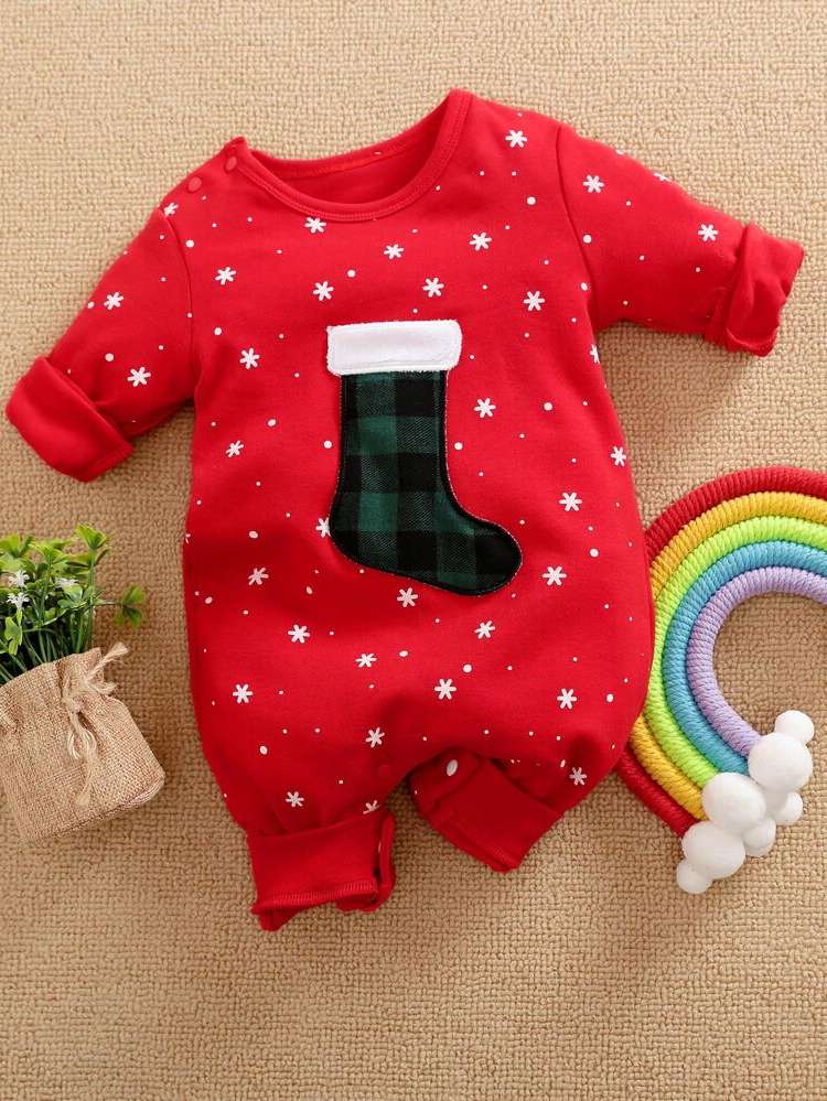  Christmas Embroidery Round Neck Baby Clothing 6056