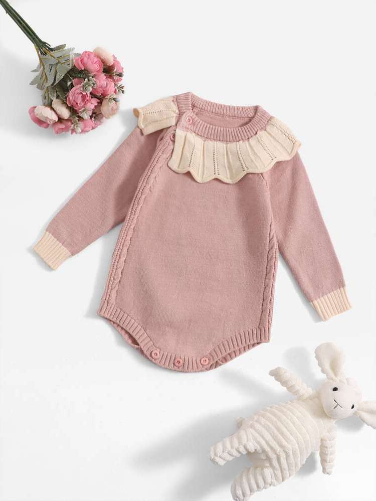 Regular Fit Scallop Round Neck Baby Clothing 8813