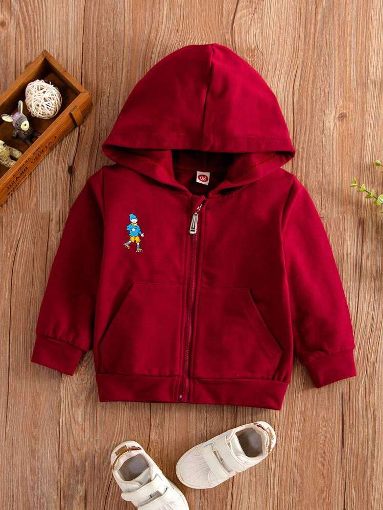 Hooded Red Long Sleeve Zipper Baby Clothing 8781