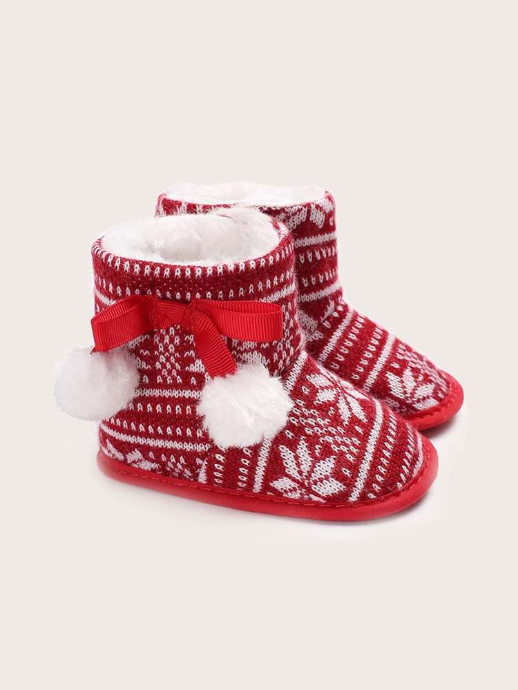  Pom Pom Red Baby Boots 2525