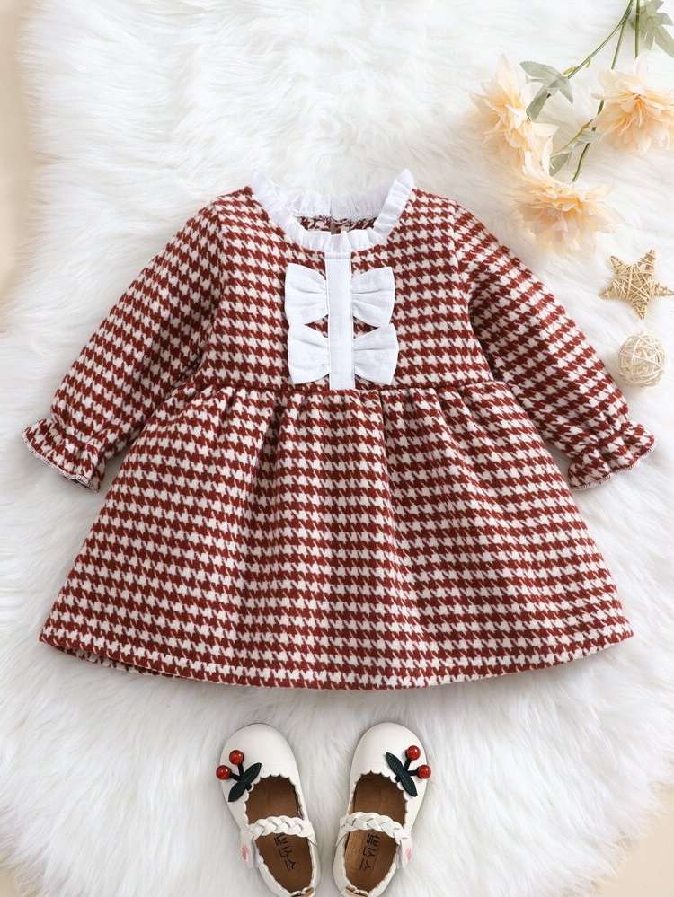  Frill Regular Fit Houndstooth Baby Clothing 5184