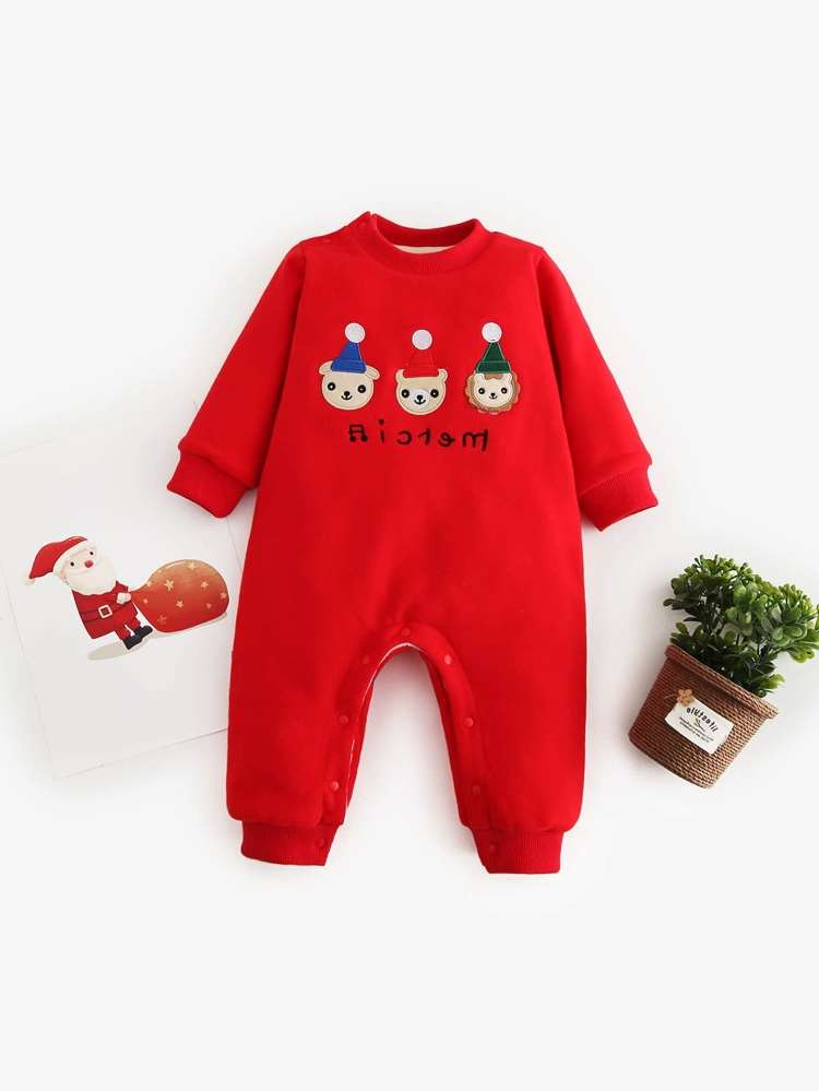 Long Sleeve Round Neck Red Button Baby  Mom 4003