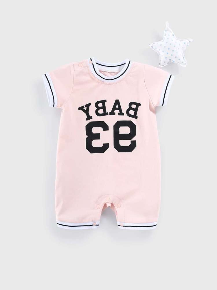 Letter Red Short Sleeve Button Baby Clothing 4260