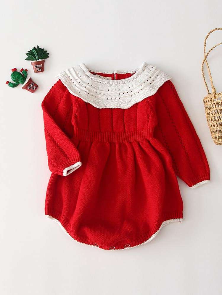 Colorblock Cute Round Neck Baby Clothing 2880