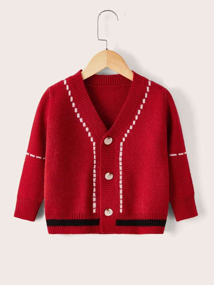  V neck Red Regular Fit Toddler Boys Knitwear 4931