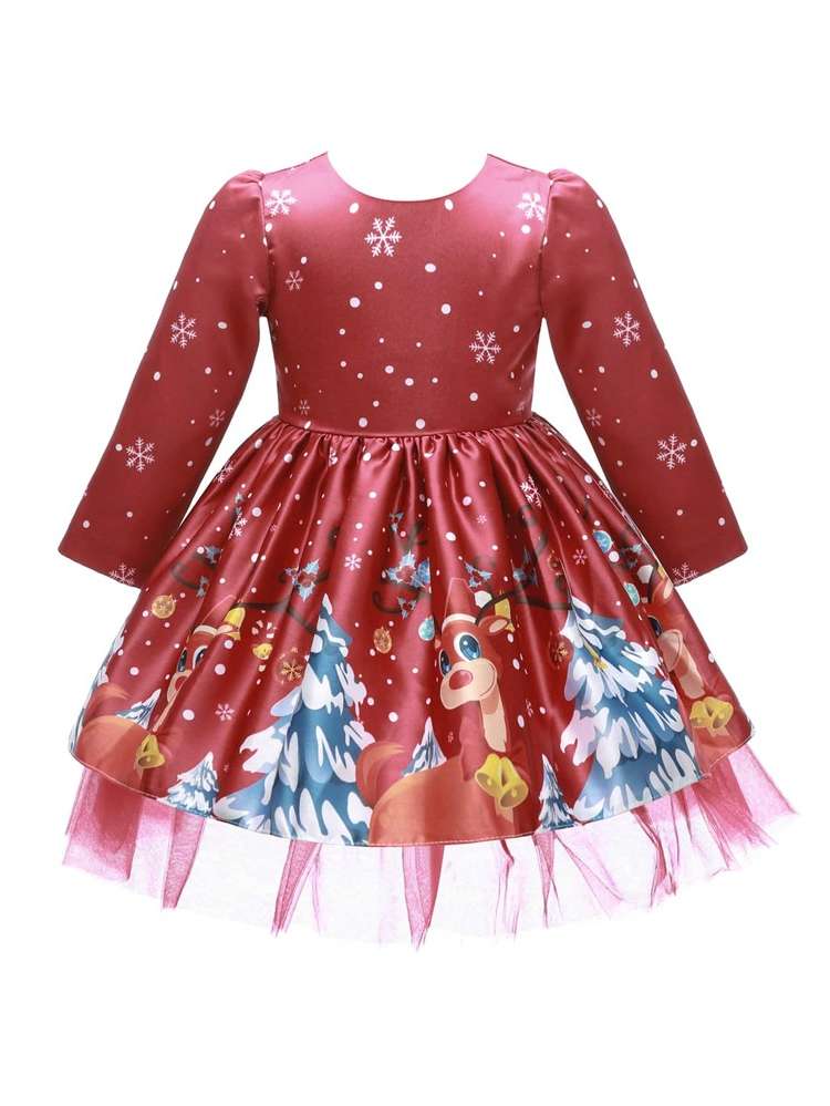 Glamorous Long Sleeve Christmas Short Toddler Girls Clothing 7609