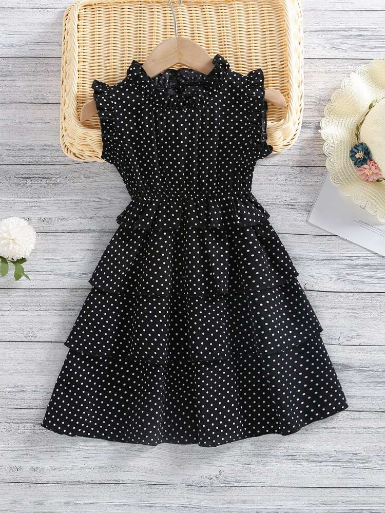 Ruffle  Cap Sleeve Toddler Girl Dresses 771