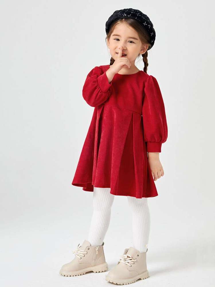 Short Round Neck Casual Red Toddler Girls Clothing 14