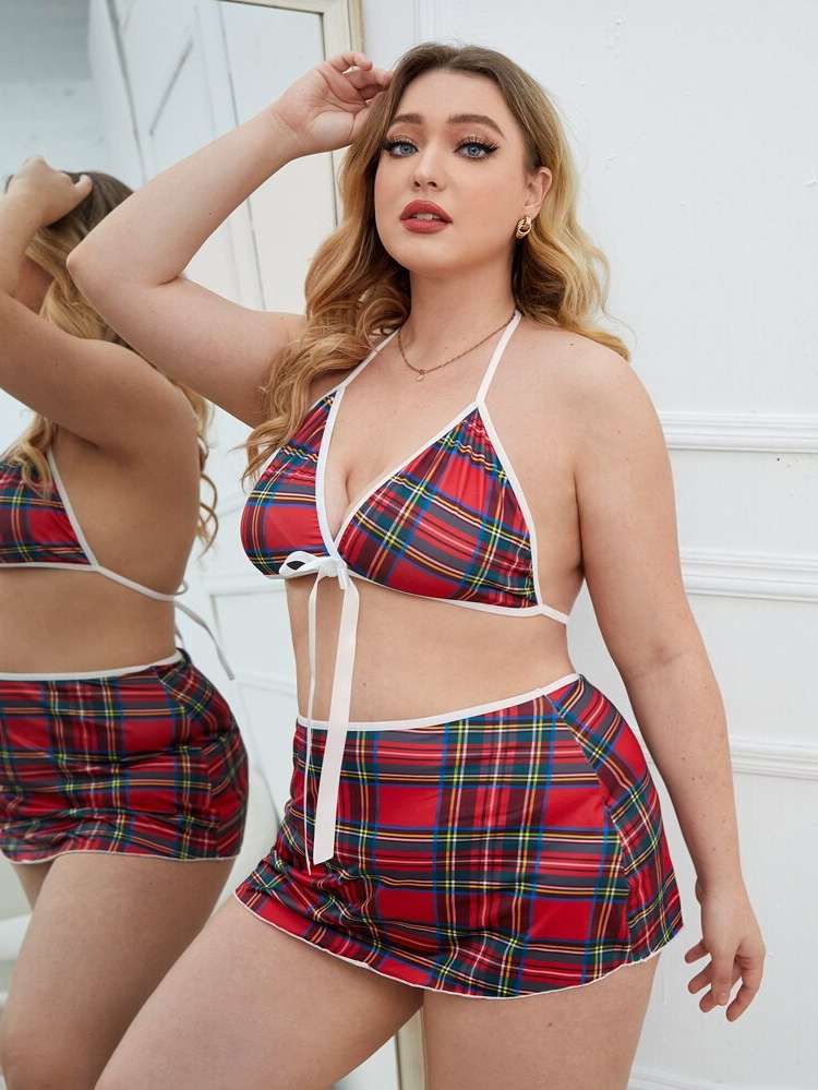  Tartan Bow Women Plus Intimates 9938