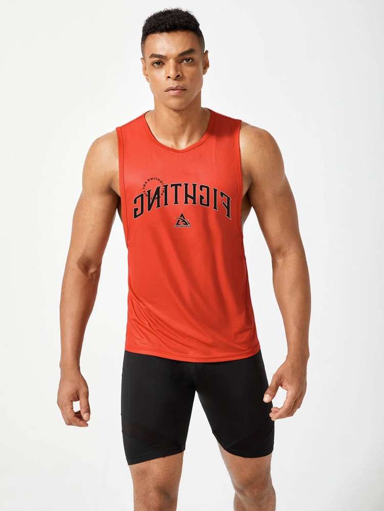 Regular Sleeveless Letter Sports 2289