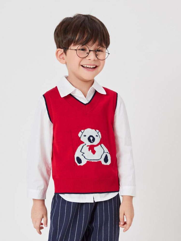  V neck Casual Regular Toddler Boy Sweaters 2499