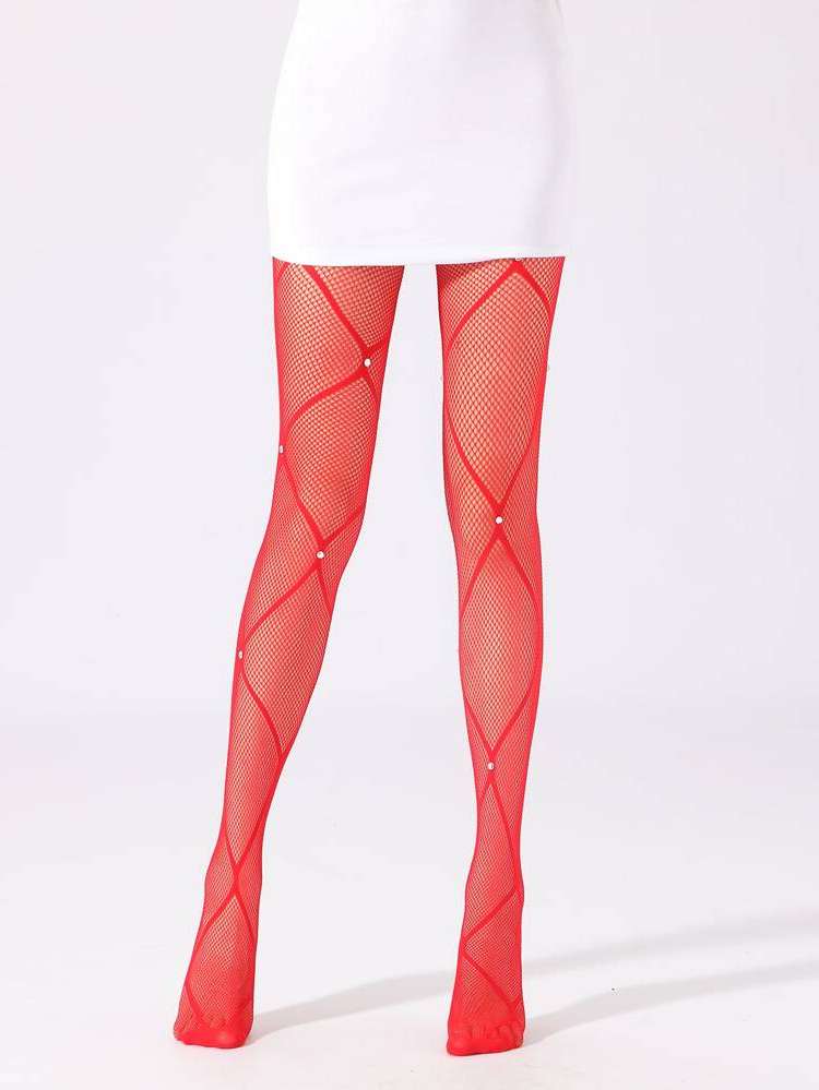 Red  Women Tights 8479