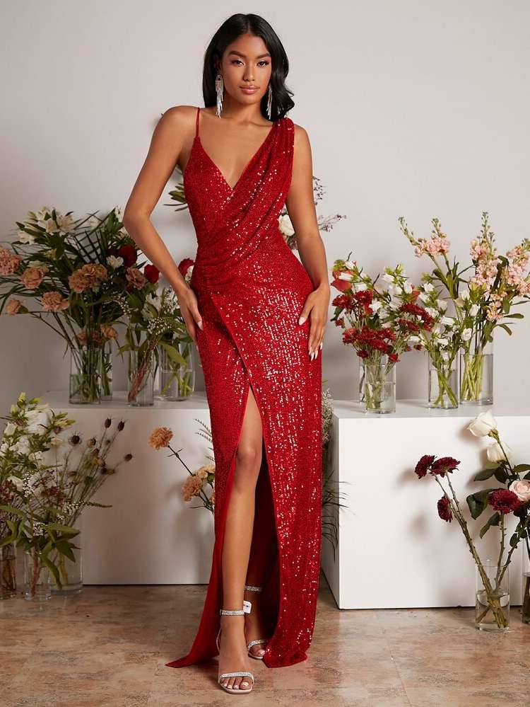 Asymmetrical Red Regular Fit Sleeveless Weddings  Events 8682