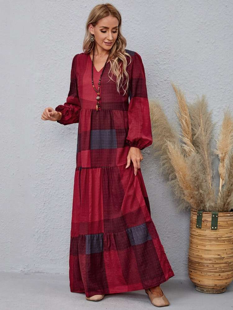 Regular Fit Boho V neck Women Clothing 3919