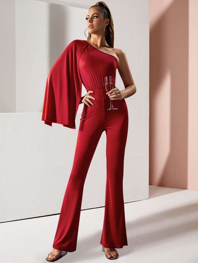 Glamorous Long One Shoulder Regular Fit Women Jumpsuits 3675