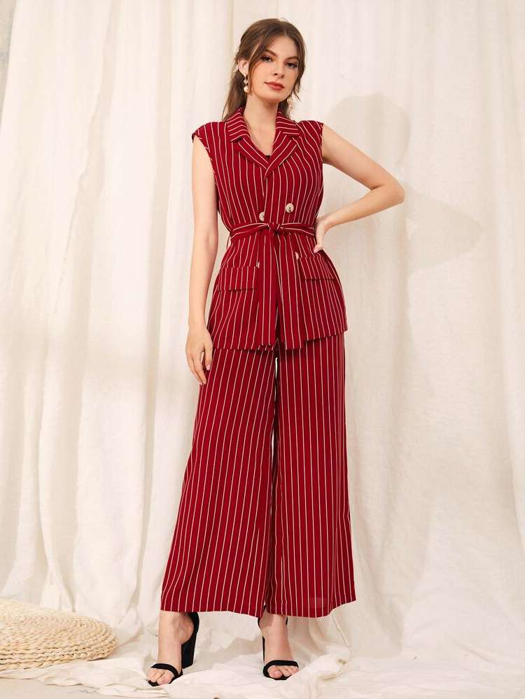  Striped Elegant Women Suit Sets 227