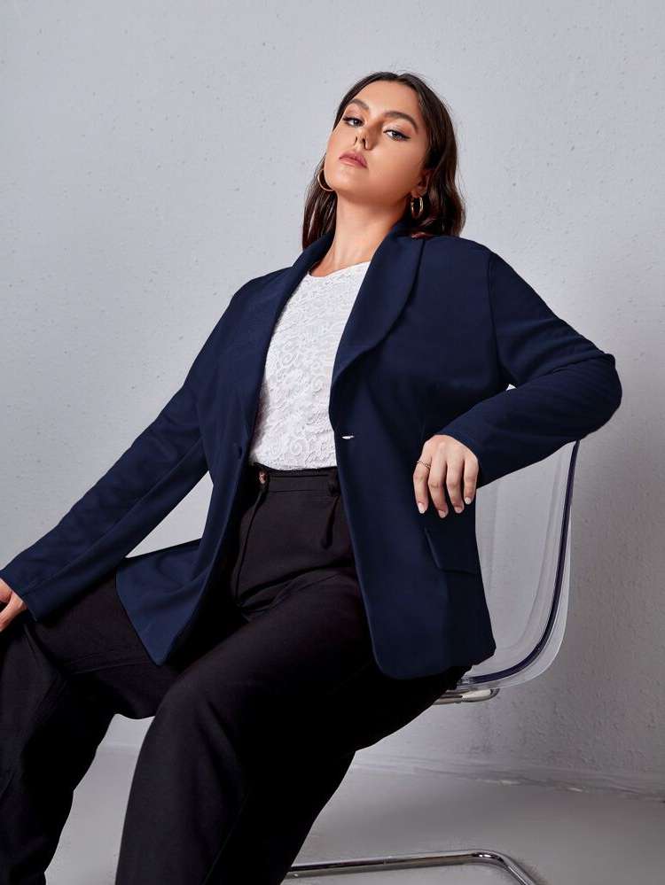 Regular Shawl Collar Elegant Long Sleeve Plus Size Blazers 492