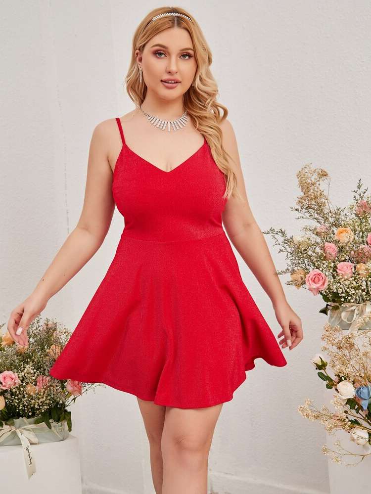  Plain Red Short Plus Size Dresses 7854