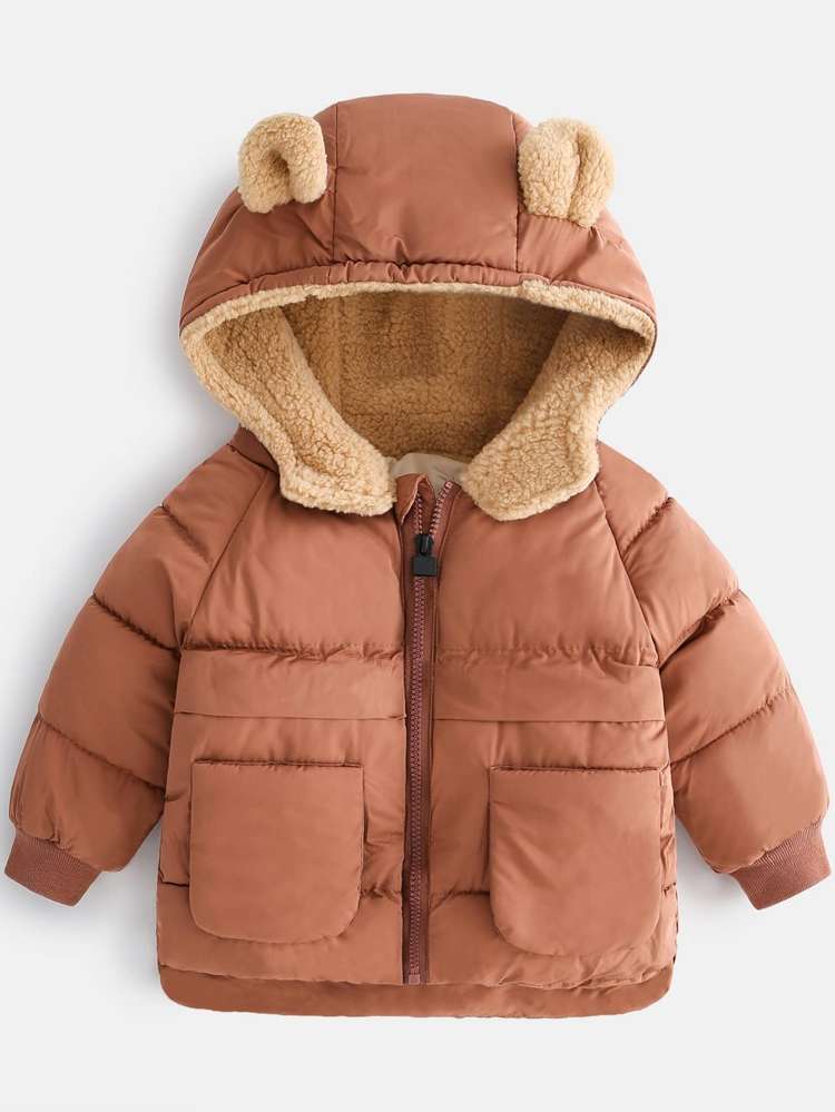 Regular Fit Patched Hooded Regular Toddler Girls Outerwear 7468