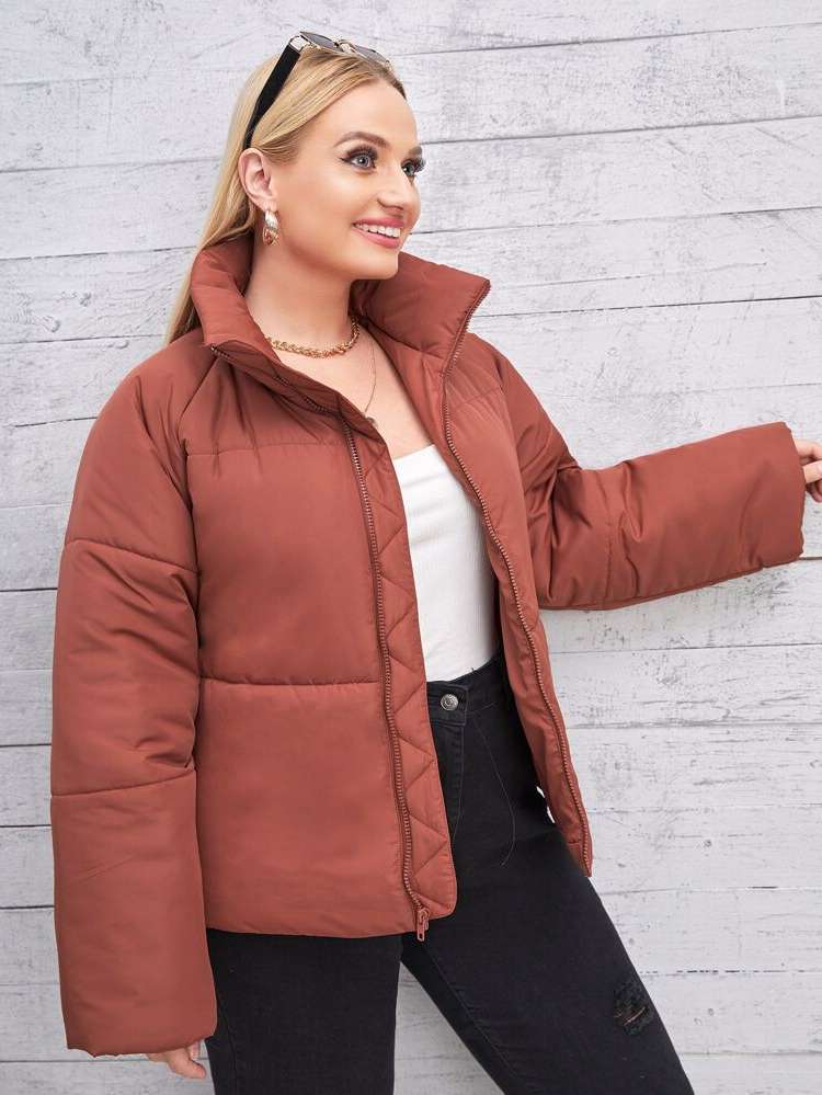 Plain Regular Fit Casual Plus Size Outerwears 6031