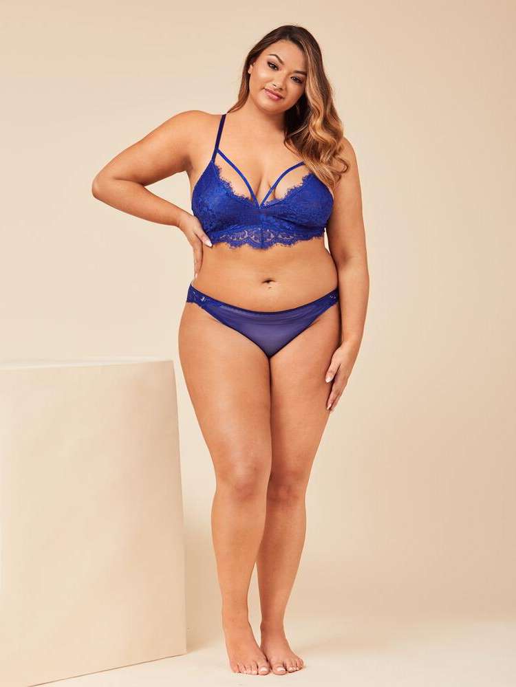 Royal Blue  Plus Size Bra  Panty Sets 6865