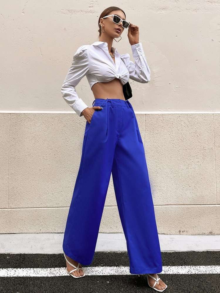  Long Plain Women Suit Pants 4904