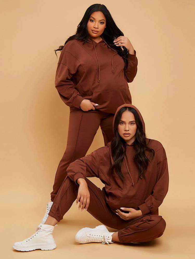 Drawstring Plain Long Rust Brown Maternity Bottoms 8700