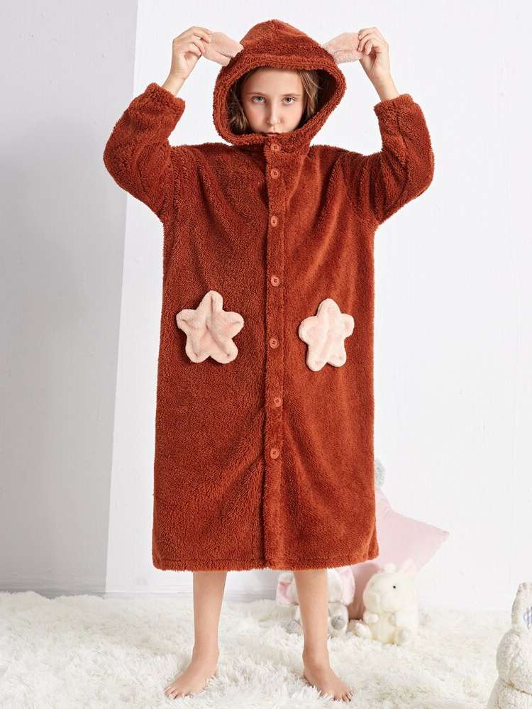 Long Sleeve Cute Rust Brown Underwear  Sleepwear 273