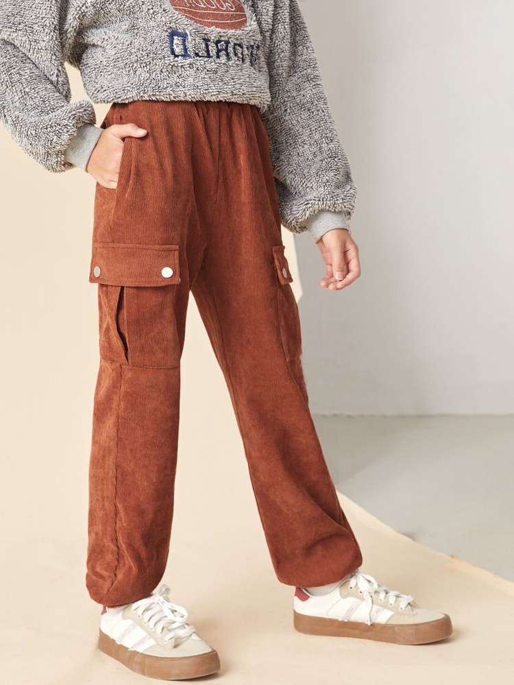 Rust Brown Plain Regular Fit Girls Pants 4270