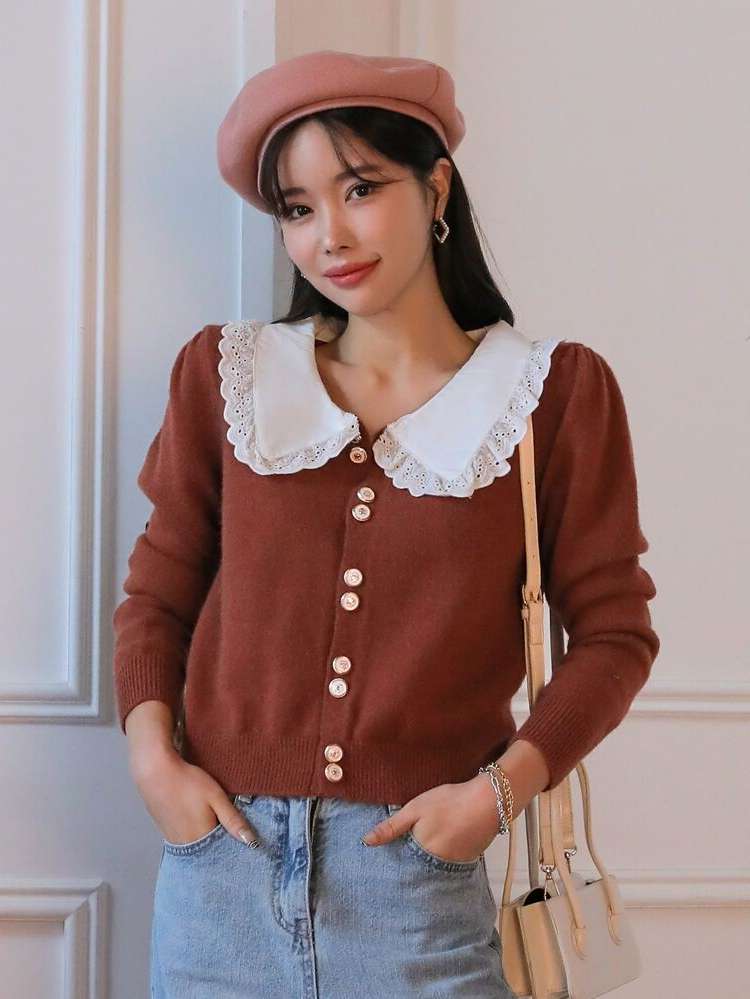  Peter Pan Collar Cute Women Cardigans 353