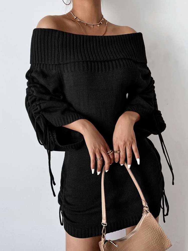  Plain Off the Shoulder Women Knitwear 491