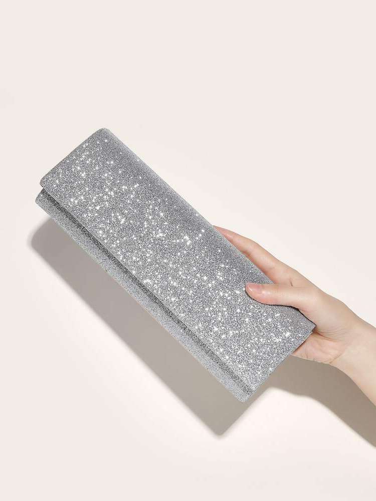 Plain Silver  Women Evening  Clutch 5224