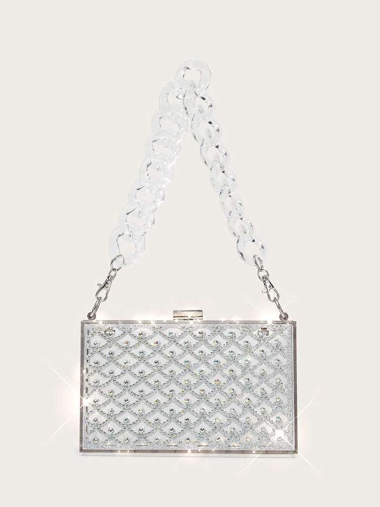 Silver  Plain Women Evening  Clutch 7858