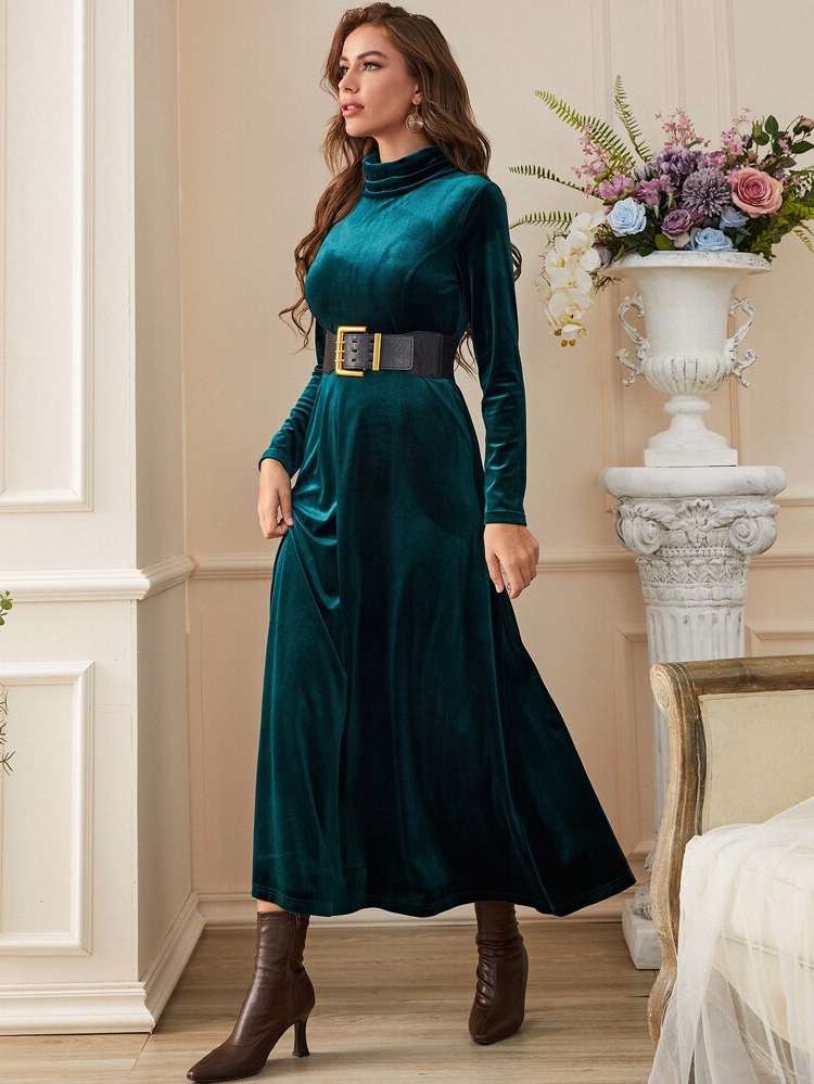  Plain Elegant Long Sleeve Arabian Dresses 7943