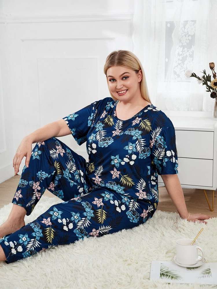  Casual Floral Women Plus Sleep  Lounge 69