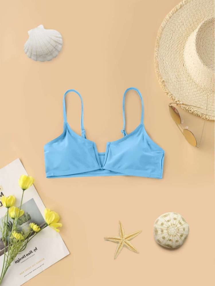 Spaghetti Strap  Plain Women Bikini Tops 9988