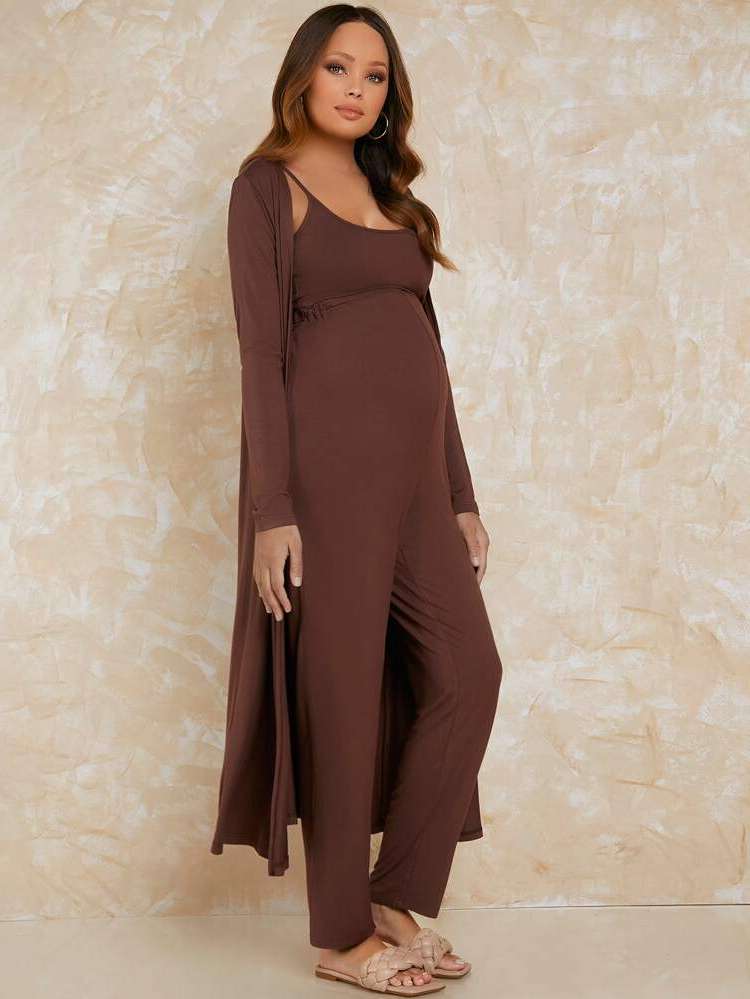 Regular Fit  Spaghetti Strap Maternity Two-piece Suits 8137