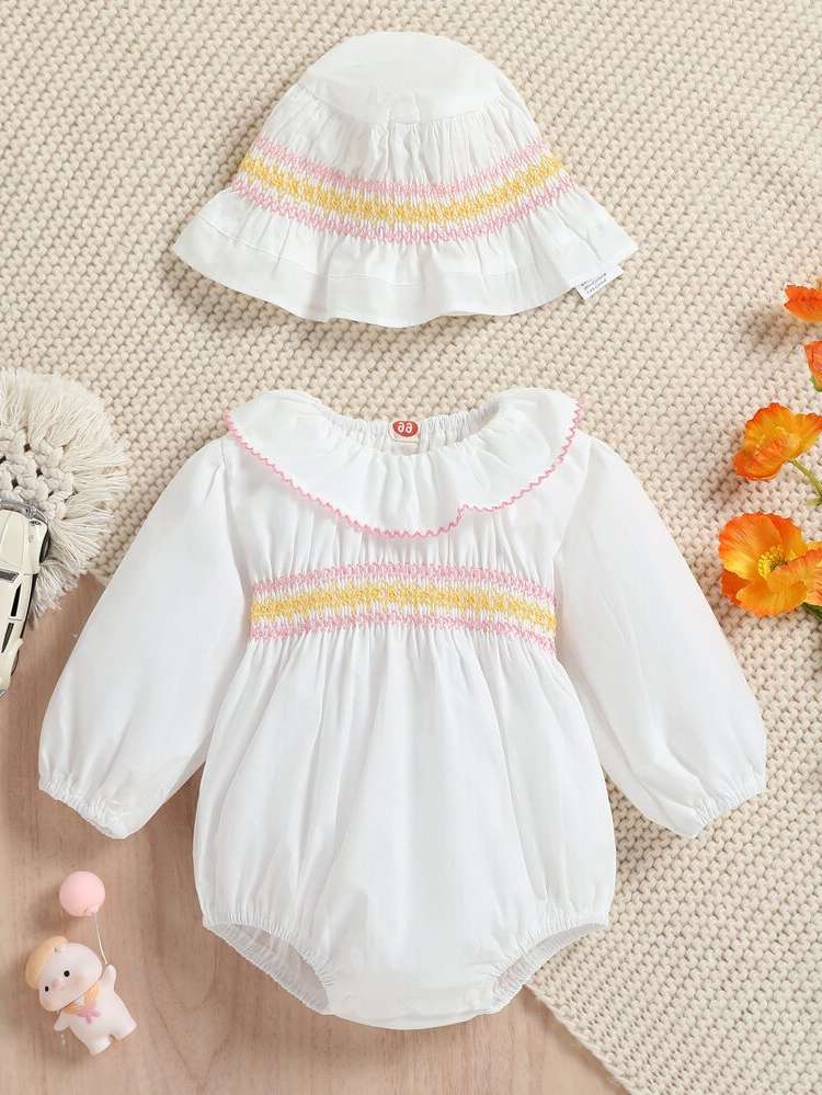 Round Neck Ruffle Striped Baby Clothing 120