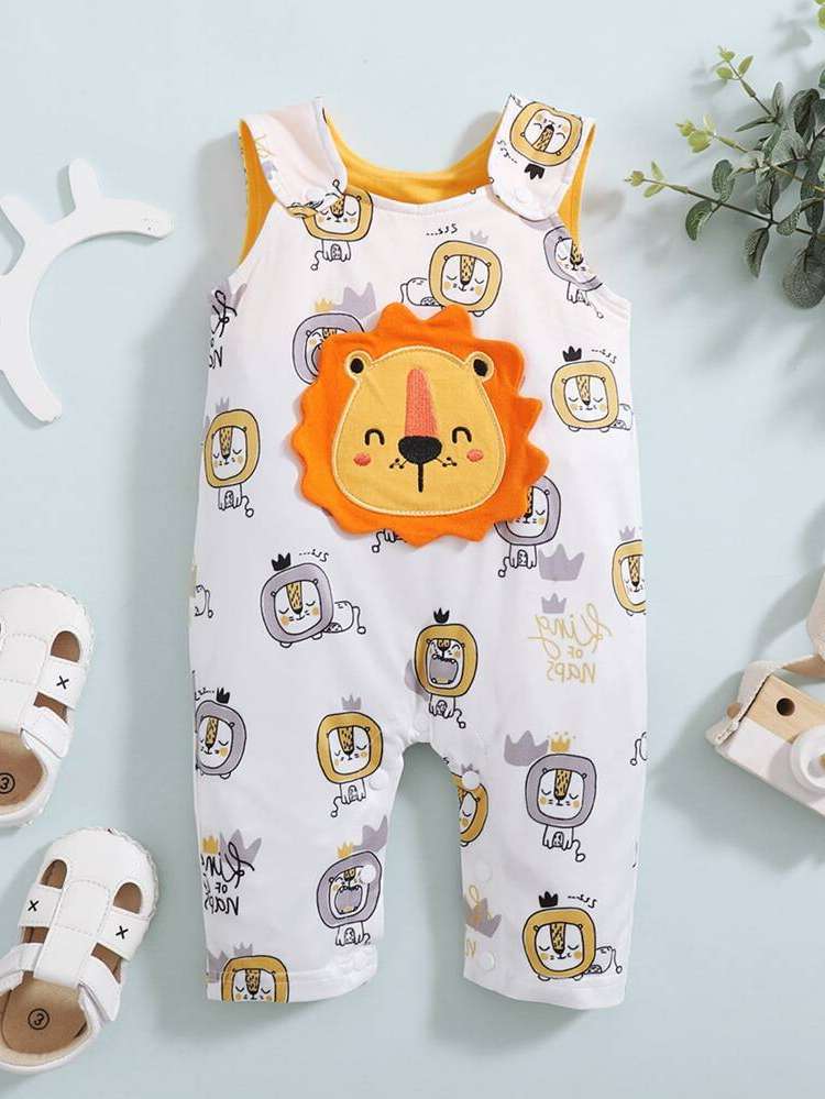 Sleeveless Scoop Neck Long Cartoon Baby  Mom 5085