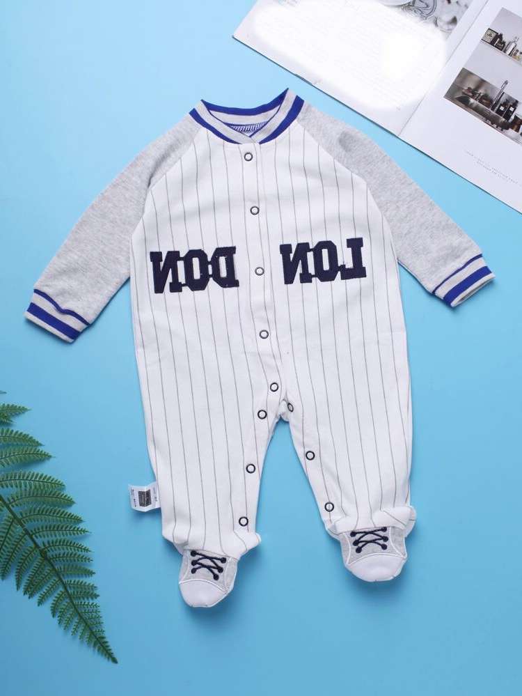  Embroidery Baseball Collar Baby Sleepwear 3327