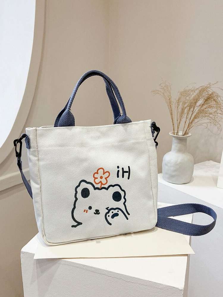  Cartoon Preppy Women Tote Bags 9592