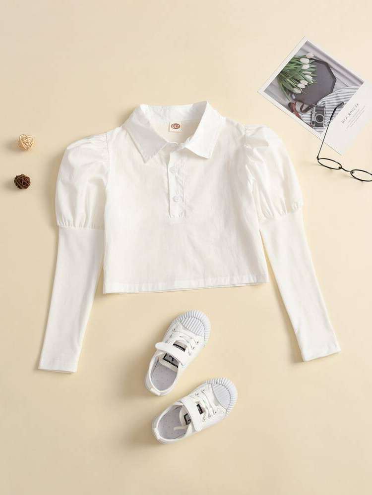 Crop Casual Plain White Kids Clothing 7909