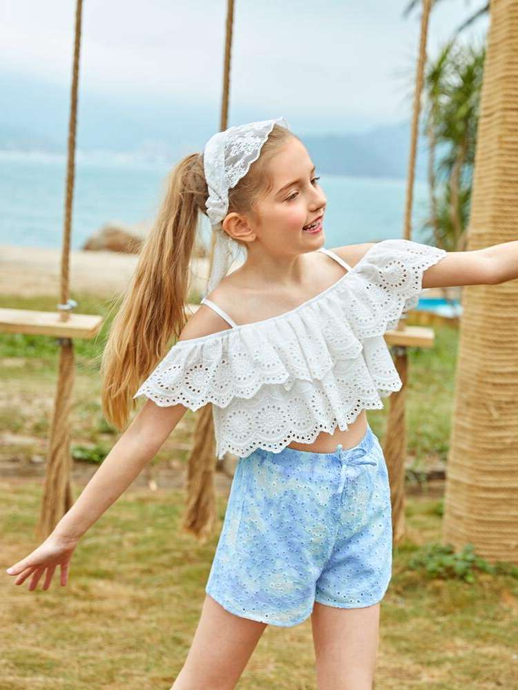 Regular Fit Plain Short Sleeve Crop Kids Clothing 1072