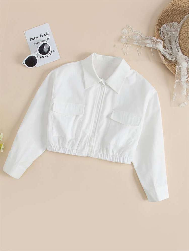 Collar Crop Plain Kids Clothing 1179