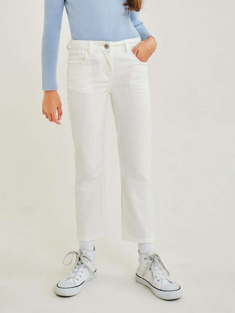 Plain Button Regular Fit Girls Jeans 174