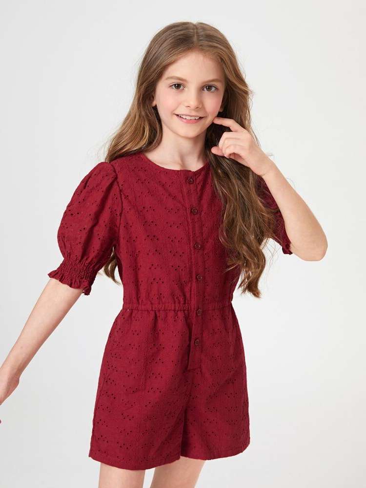 Regular Fit Round Neck Short Girls Jumpsuits 9883