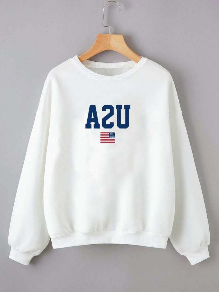  Long Sleeve Flag Regular Fit Girls Sweatshirts 7798