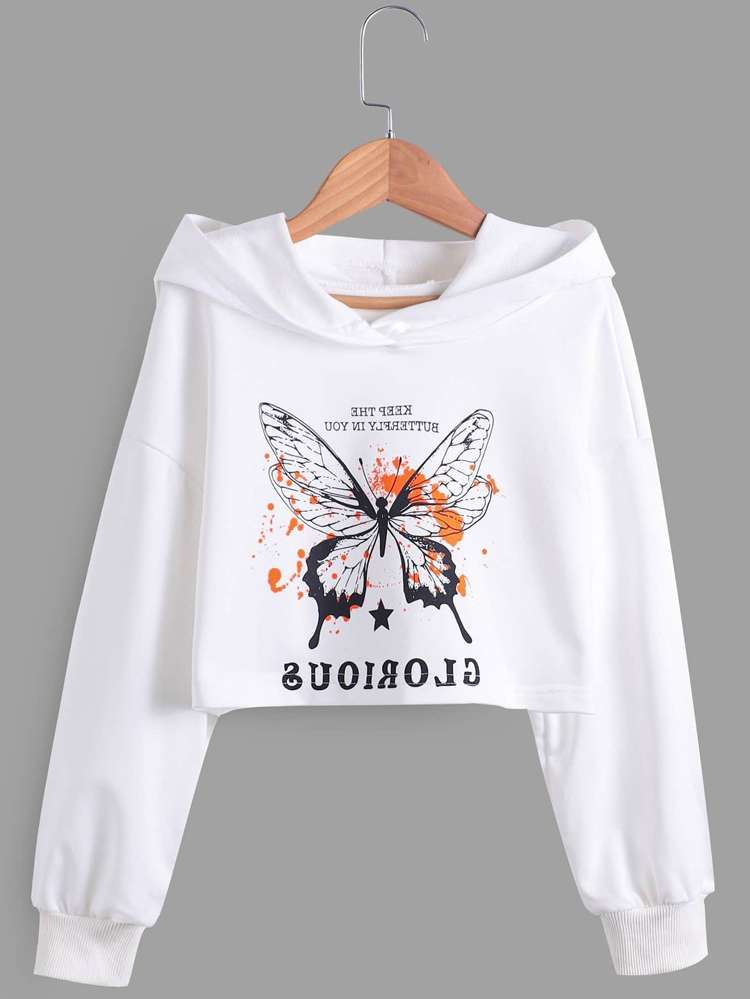 Butterfly Casual Crop Girls Clothing 886