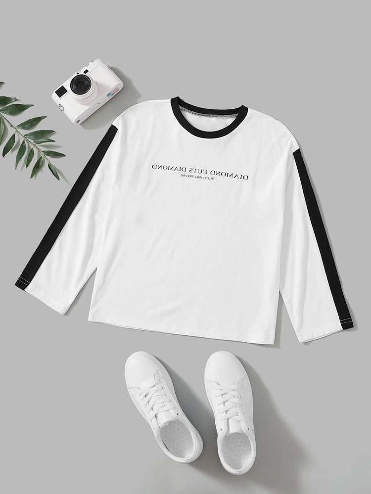 Casual Round Neck Slogan Boys Clothing 629