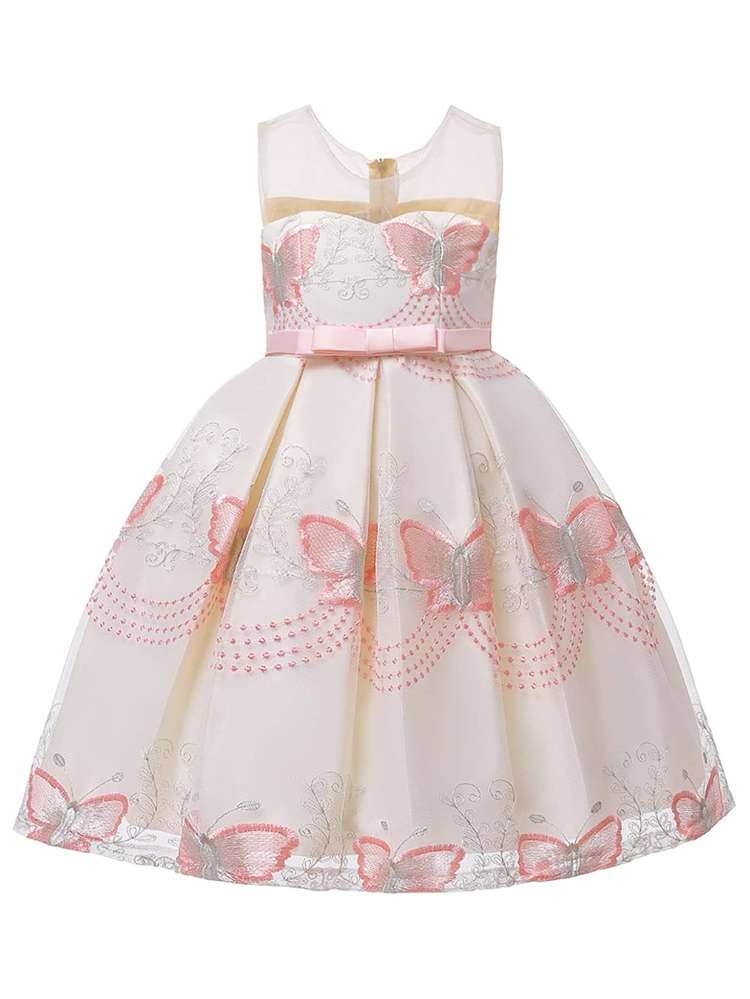 Midi Sleeveless Embroidery Kids Clothing 2208